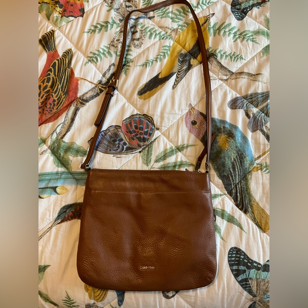 Calvin Klein brown leather shoulder bag